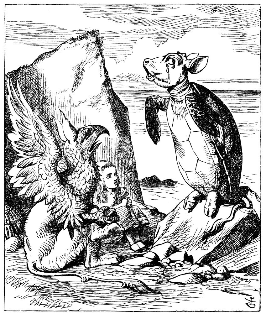 image of Mock Turtle, Gryphon and Alice